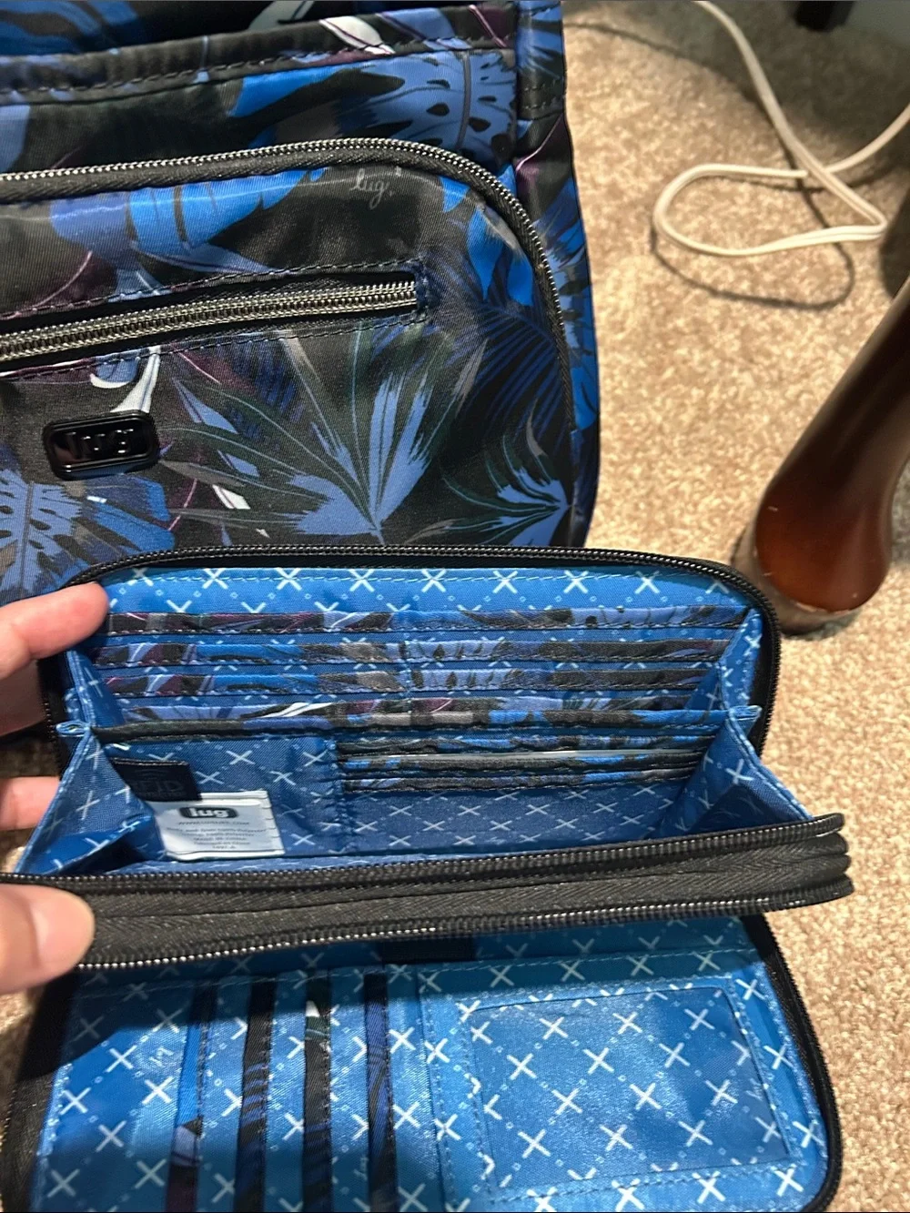 Lug Blue Tropical Print Crossbody Bag and Matching Wallet
